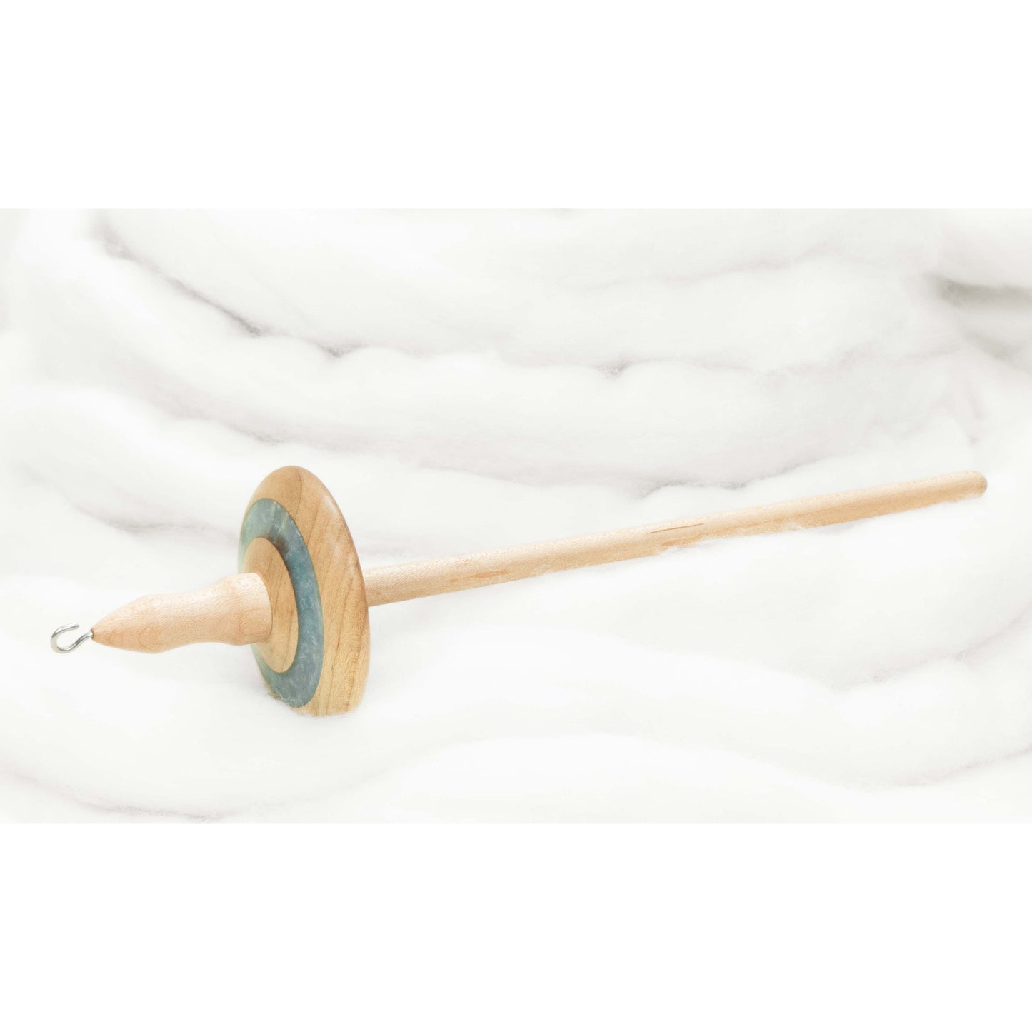 Lleto -Snow Queen Mica Inlay / Hand-Turned Maple Wood Drop Spindle Medium - Top Whorl 34g