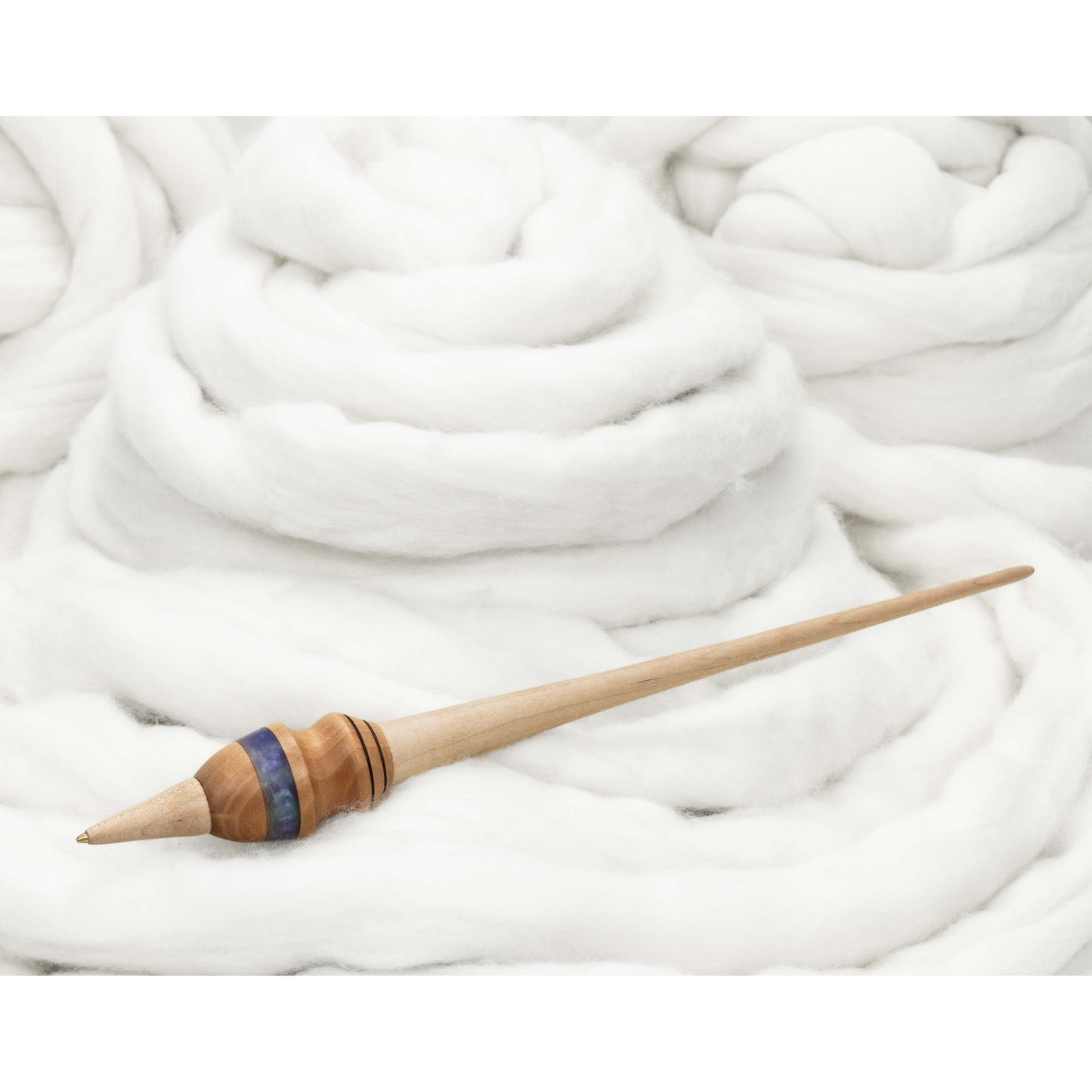 Llilaea Supported Spindle & Bowl Set - Periwinkle Mica Inlay / Hand-Turned Cherry Wood - 46g