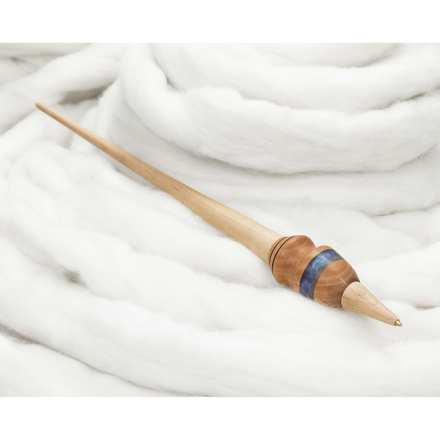 Llilaea Supported Spindle & Bowl Set - Periwinkle Mica Inlay / Hand-Turned Cherry Wood - 46g