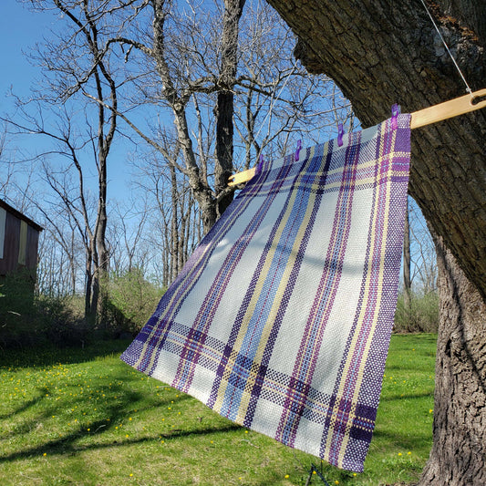 Llongevity 100% Hemp Tea Towel - Spring Plaid - Hand Dyed Handwoven
