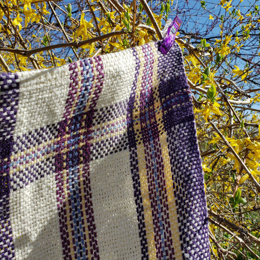 Llongevity 100% Hemp Tea Towel - Spring Plaid - Hand Dyed Handwoven