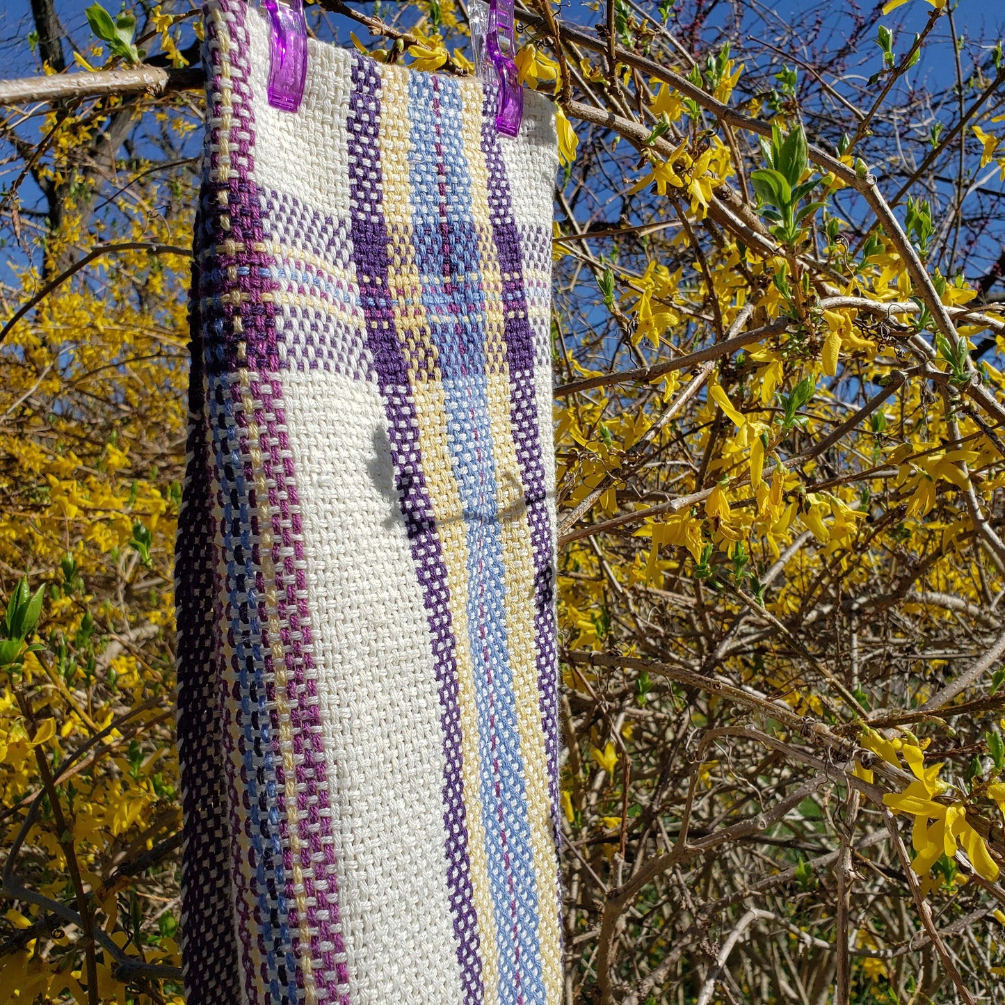 Llongevity 100% Hemp Tea Towel - Spring Plaid - Hand Dyed Handwoven