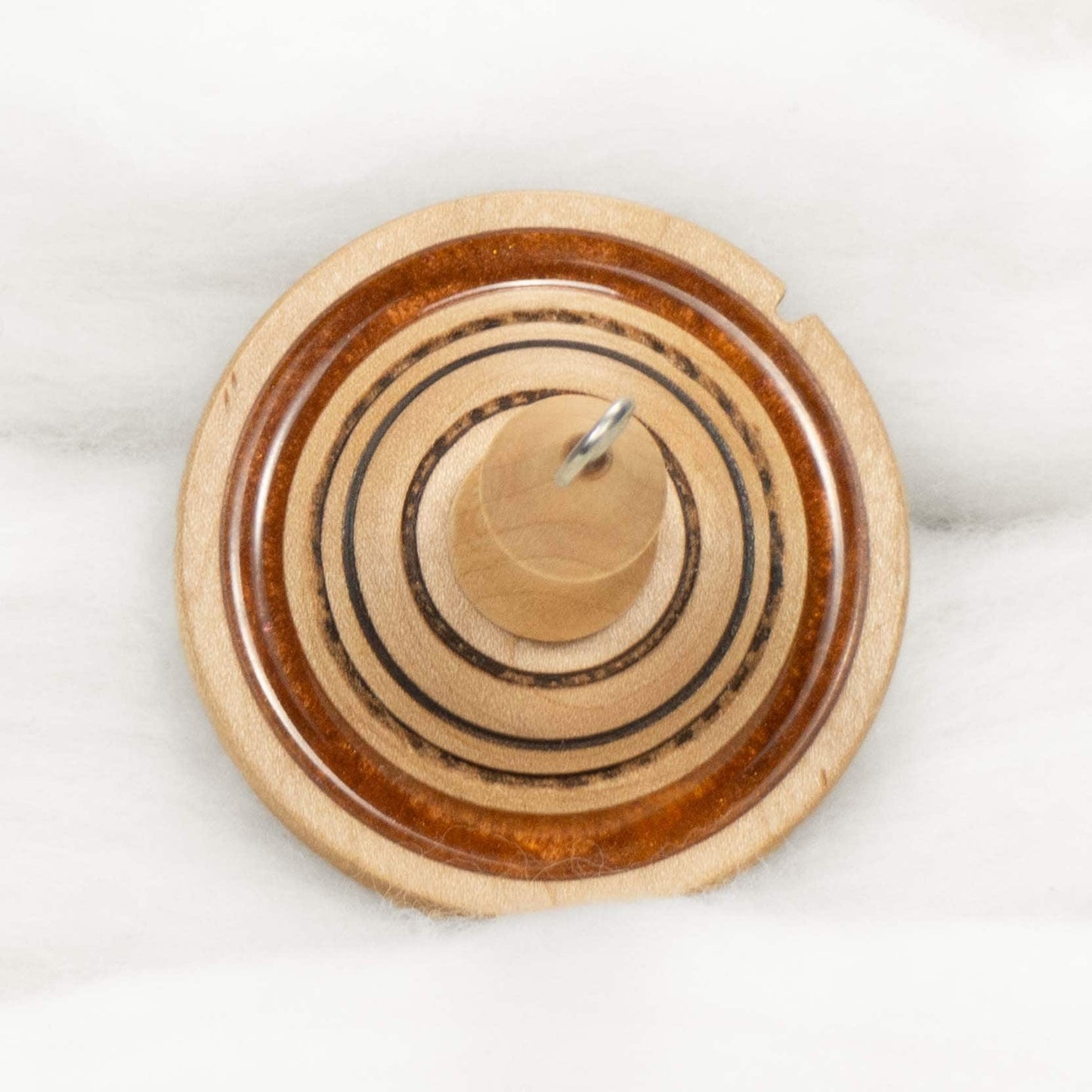 Lleto - Mica Inlay / Hand-Turned Maple Wood Drop Spindle Medium - Top Whorl 37 Grams