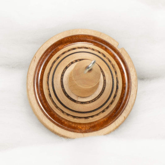 Lleto - Mica Inlay / Hand-Turned Maple Wood Drop Spindle Medium - Top Whorl 37 Grams