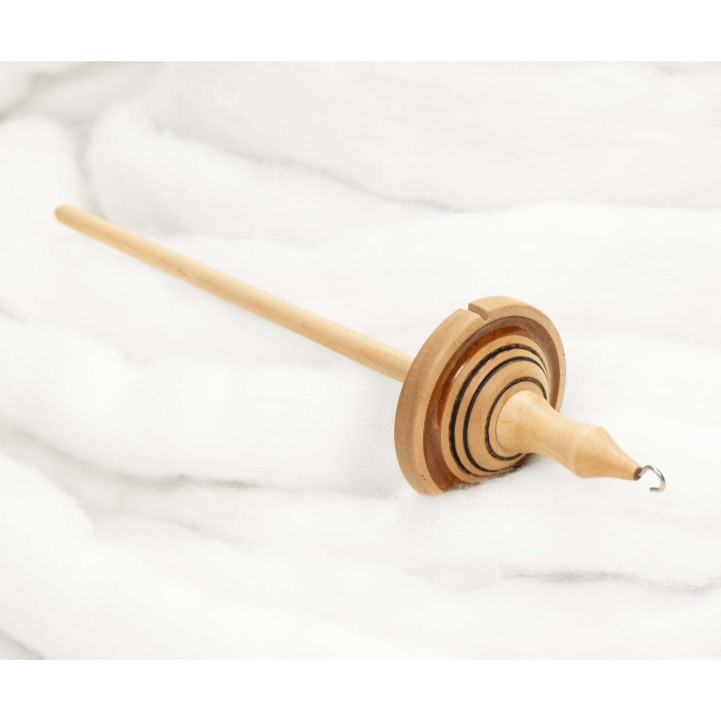 Lleto - Mica Inlay / Hand-Turned Maple Wood Drop Spindle Medium - Top Whorl 37 Grams