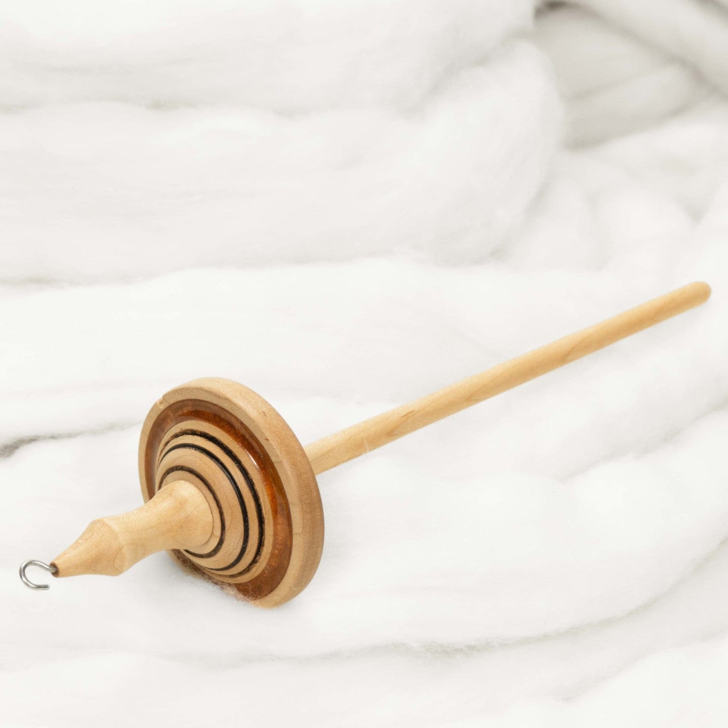Lleto - Mica Inlay / Hand-Turned Maple Wood Drop Spindle Medium - Top Whorl 37 Grams