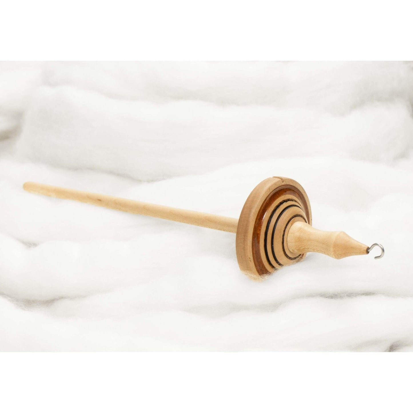 Lleto - Mica Inlay / Hand-Turned Maple Wood Drop Spindle Medium - Top Whorl 37 Grams
