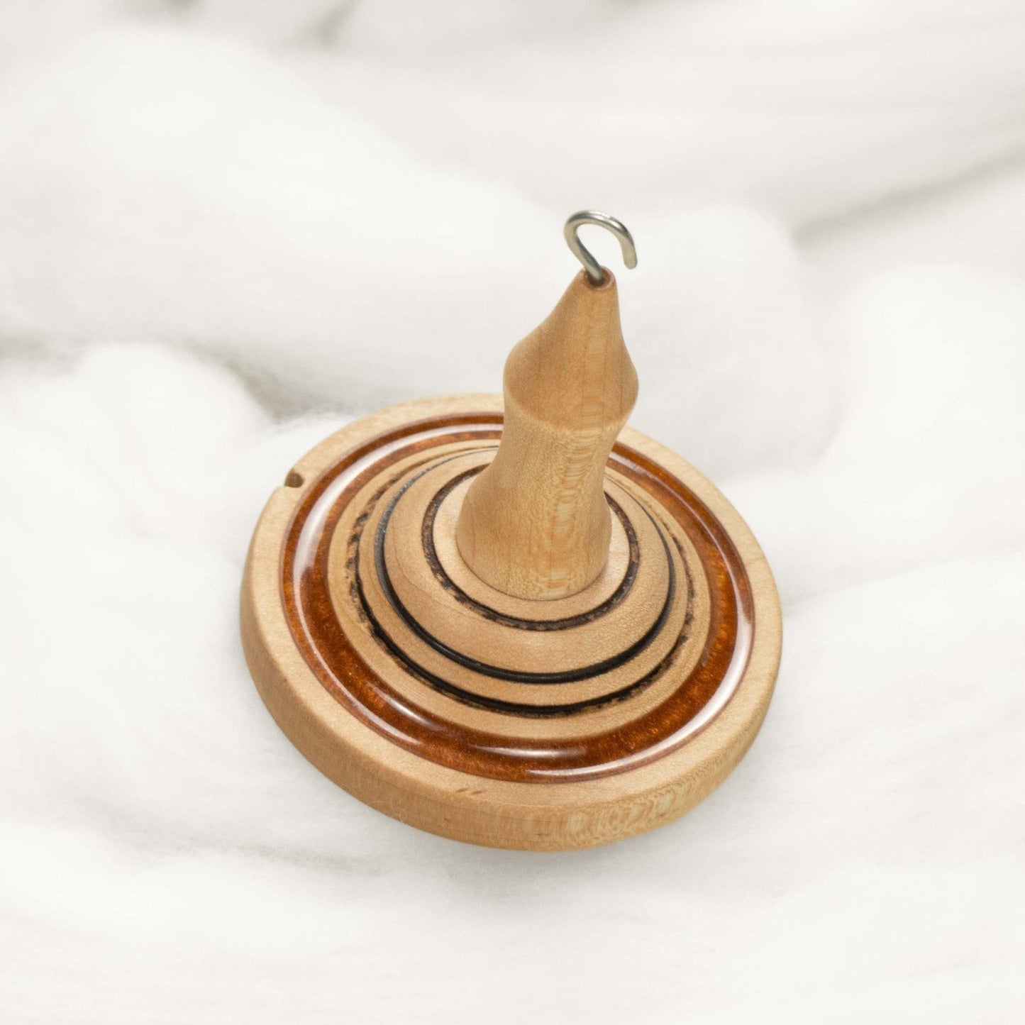 Lleto - Mica Inlay / Hand-Turned Maple Wood Drop Spindle Medium - Top Whorl 37 Grams