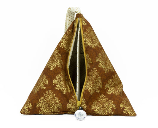 Gilded Damask - Llexical Divided Sock Pouch - Knitting, Crochet, Spinning Project Bag
