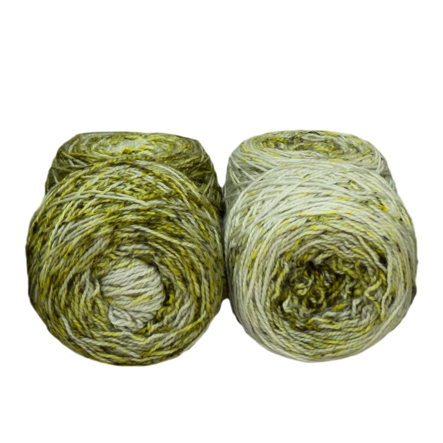 Fraternal Sock Twins " Kelp " - Llark Hand Dyed Gradient Speckle Sock Yarn Set