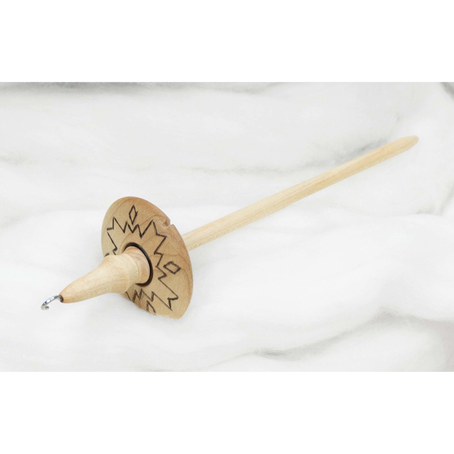 Llina Hand-Turned Maple Wood Pyrograph Drop Spindle Lightweight Top Whorl 15 Grams