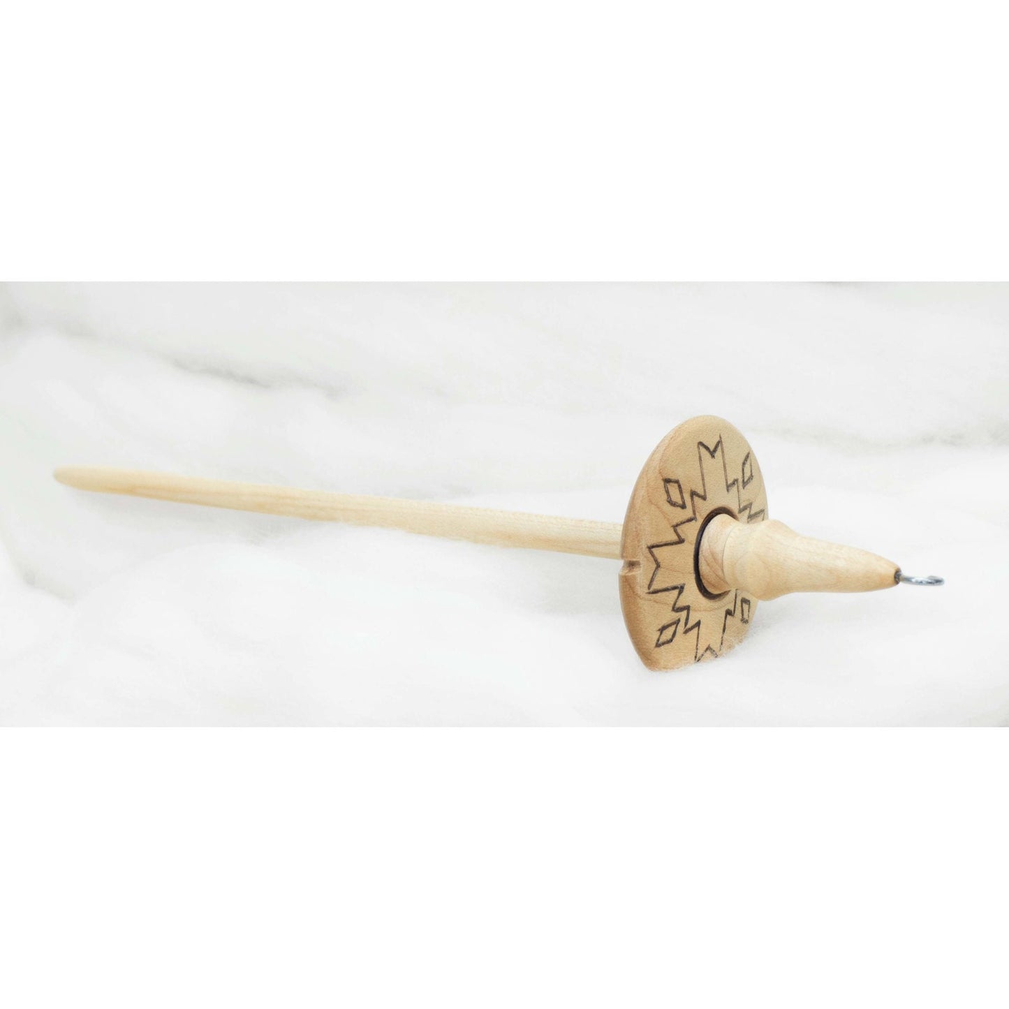 Llina Hand-Turned Maple Wood Pyrograph Drop Spindle Lightweight Top Whorl 15 Grams