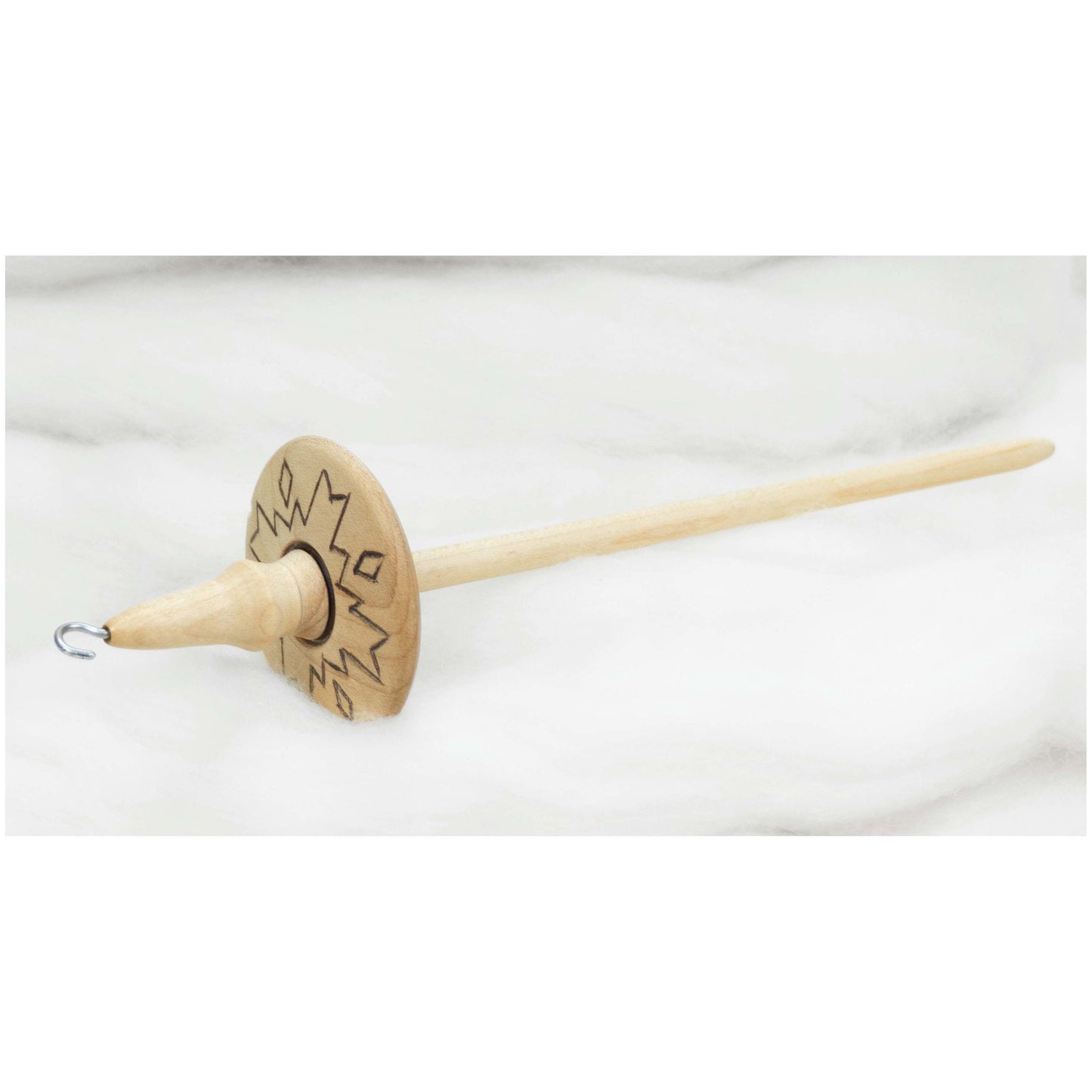 Llina Hand-Turned Maple Wood Pyrograph Drop Spindle Lightweight Top Whorl 15 Grams