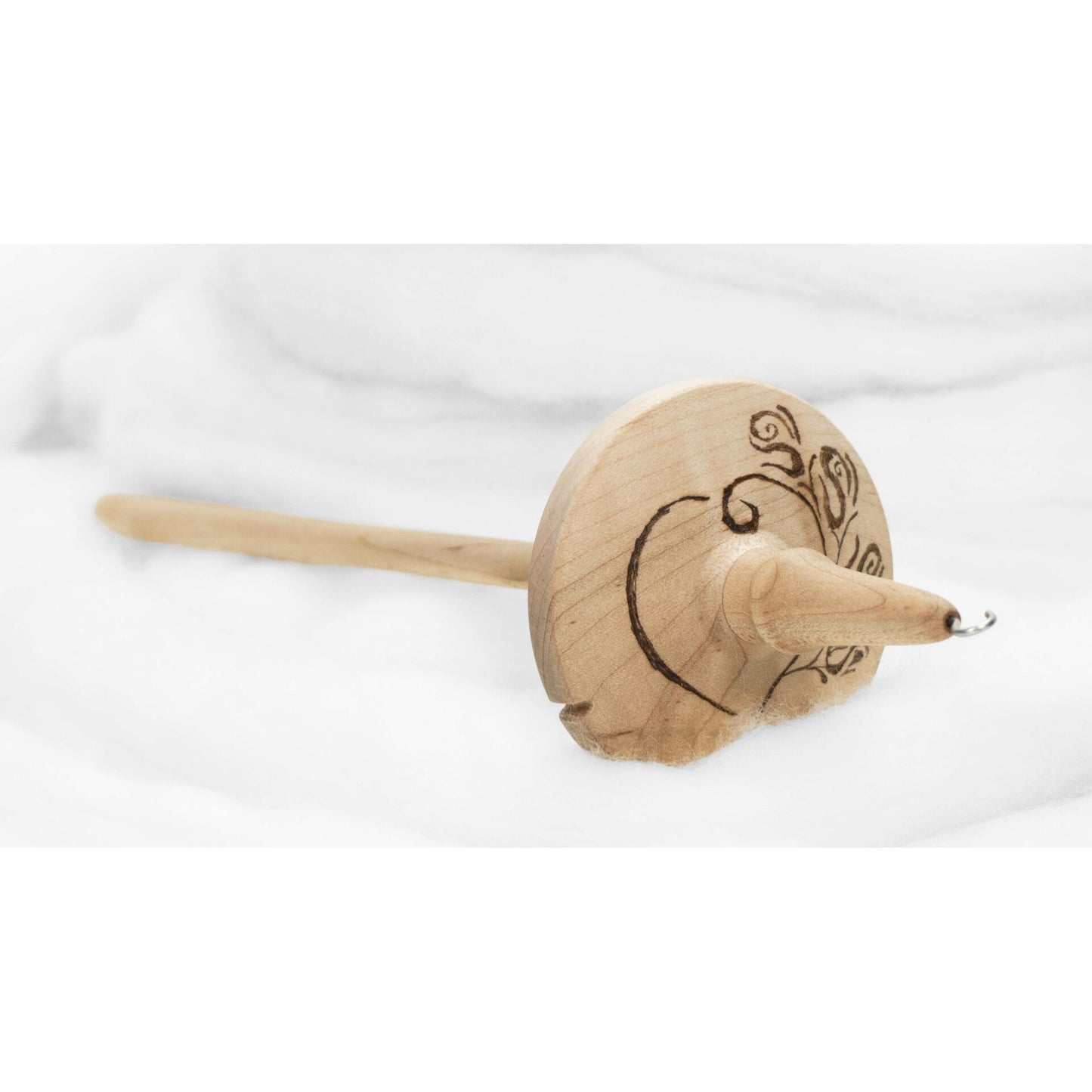 Rose Heart Stencil - Llampetia Hand-Turned Maple Wood Drop Spindle Heavyweight - Top Whorl 45 Grams