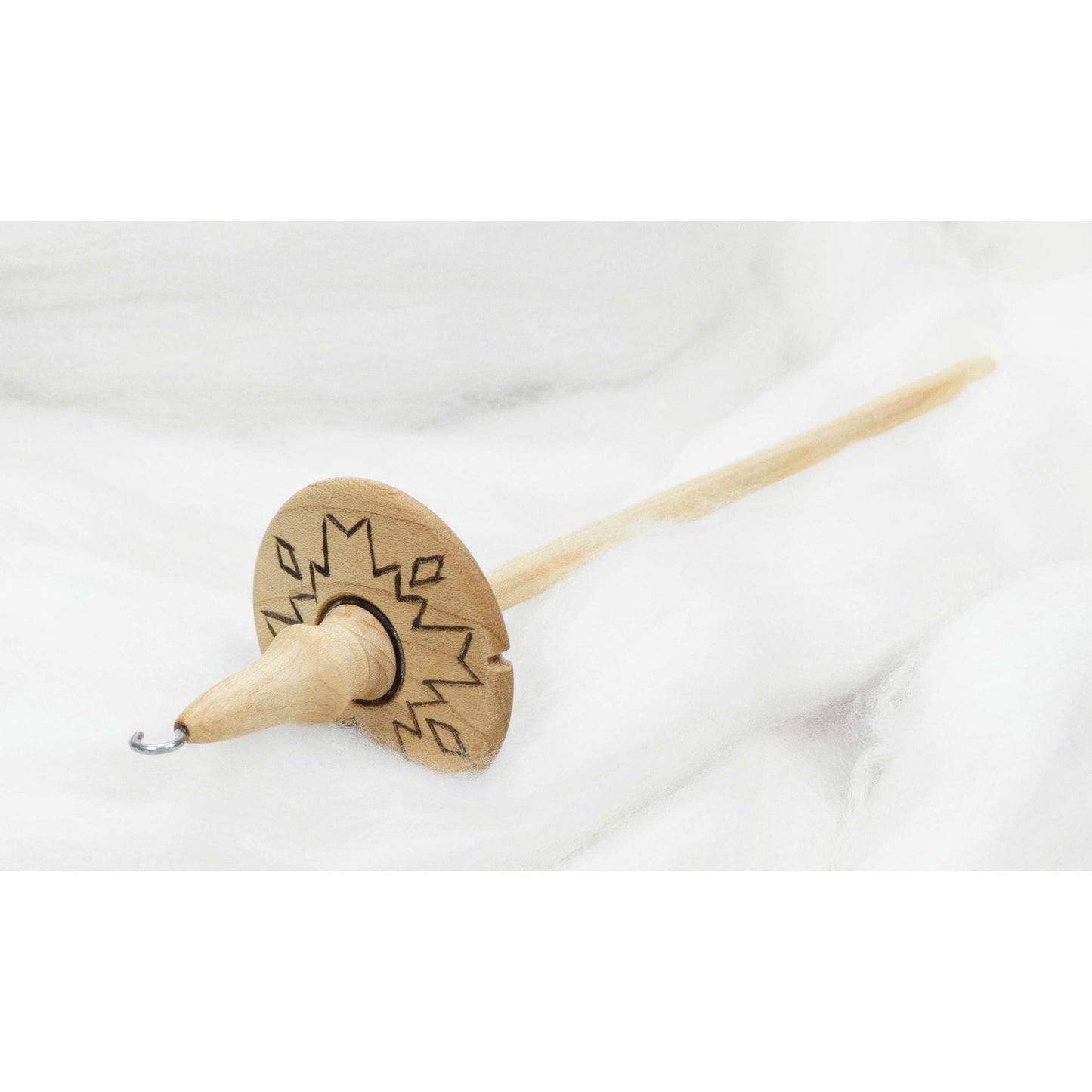 Llina Hand-Turned Maple Wood Pyrograph Drop Spindle Lightweight Top Whorl 15 Grams