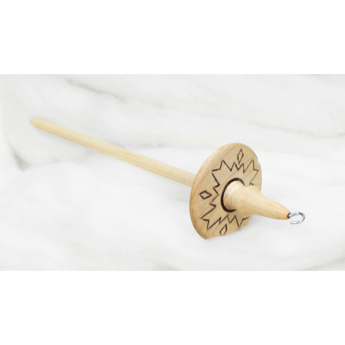 Llina Hand-Turned Maple Wood Pyrograph Drop Spindle Lightweight Top Whorl 15 Grams