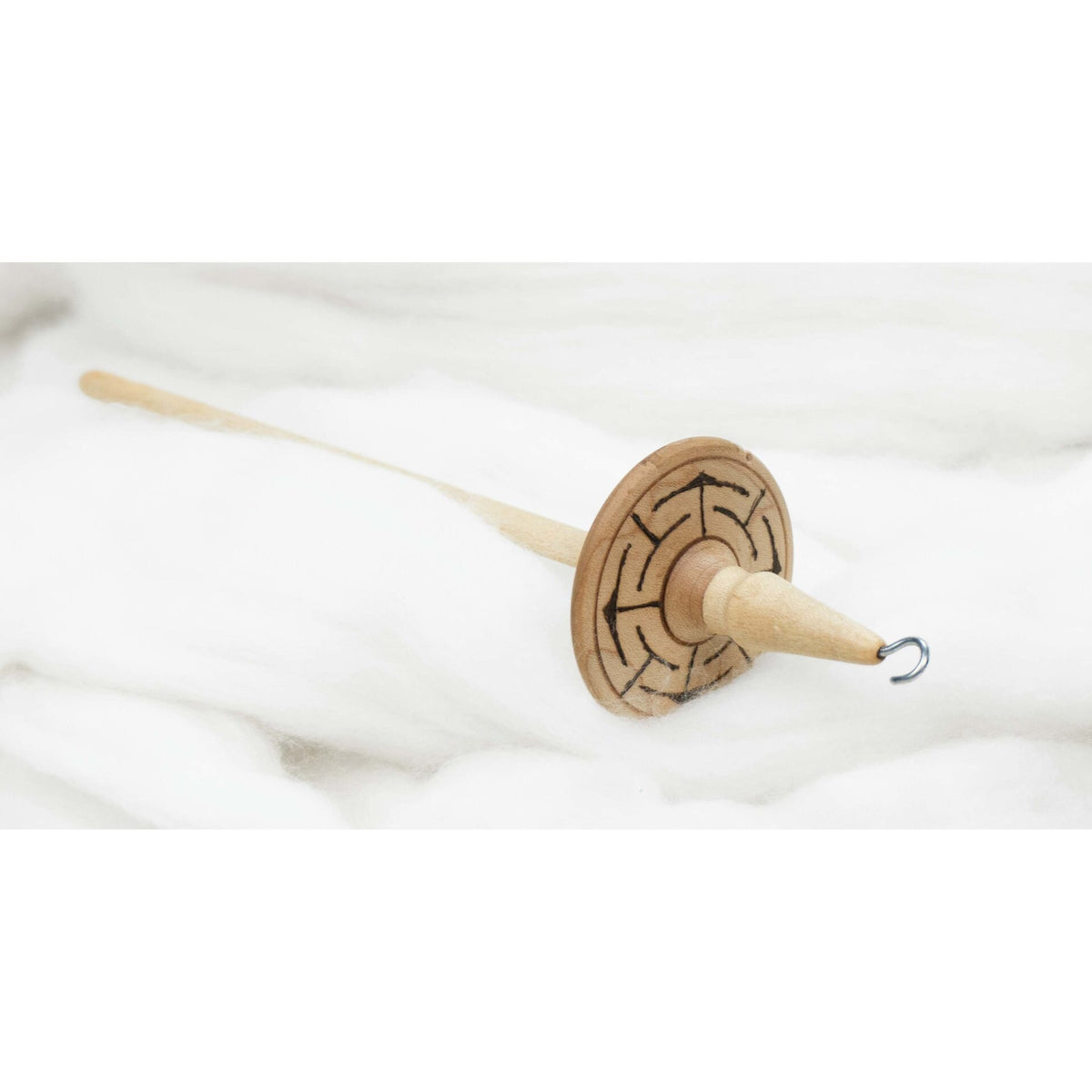 Labyrinth - Llina Hand-Turned Maple Wood Pyrograph Drop Spindle Lightweight Top Whorl 14 Grams