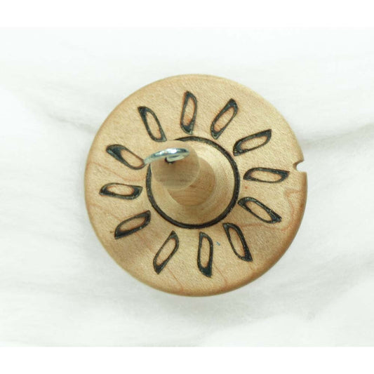 Llina Hand-Turned Maple Wood Pyrograph Drop Spindle Lightweight Top Whorl 15 Grams