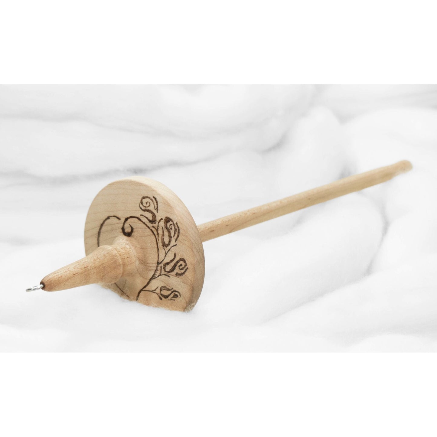 Rose Heart Stencil - Llampetia Hand-Turned Maple Wood Drop Spindle Heavyweight - Top Whorl 45 Grams