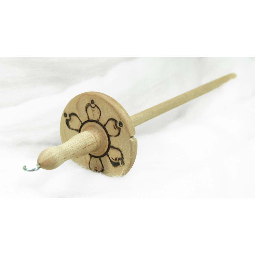 Llina Hand-Turned Maple Wood Pyrograph Drop Spindle Lightweight Top Whorl 15 Grams