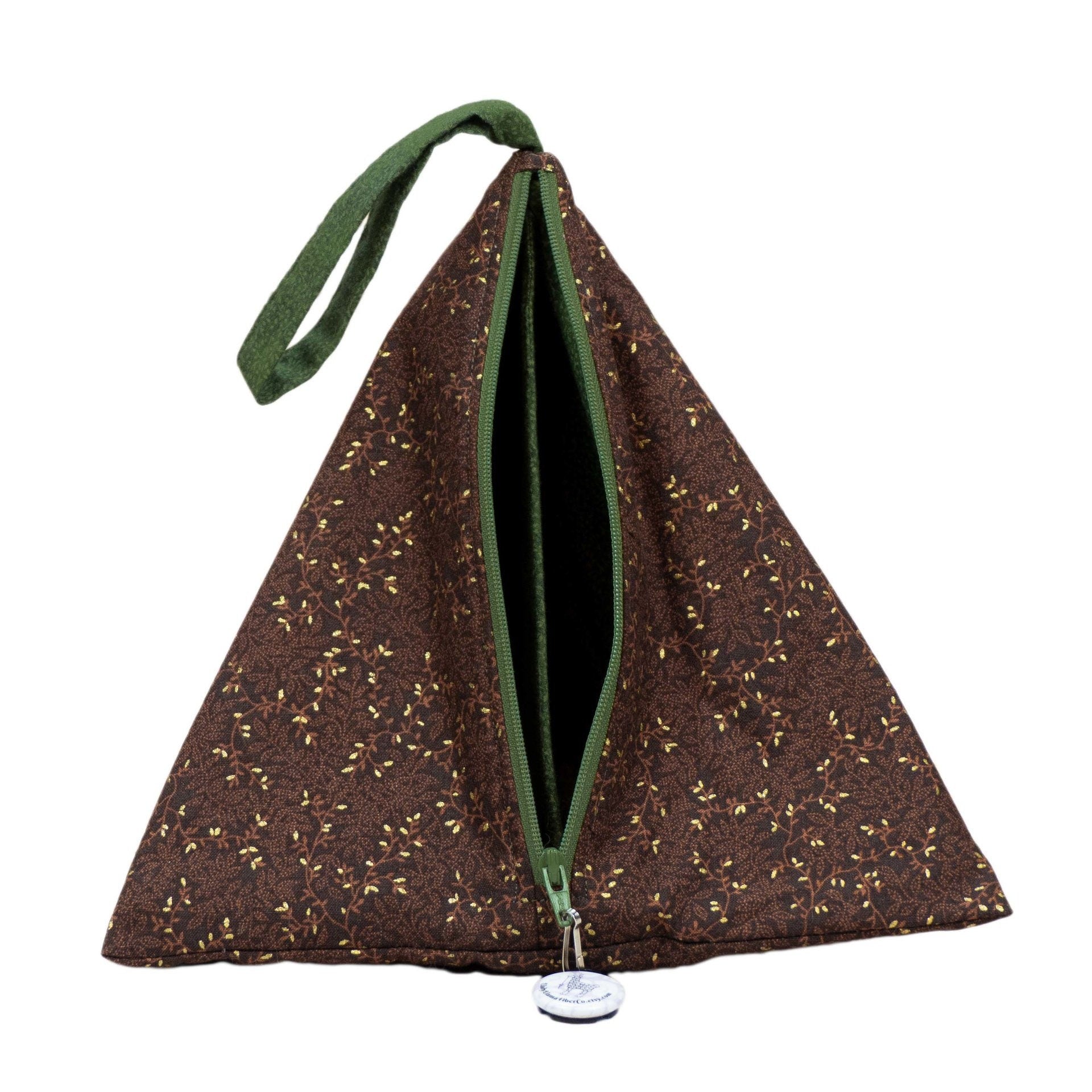 Glinting Autumnal Vines - Llexical Divided Sock Pouch - Knitting, Crochet, Spinning Project Bag