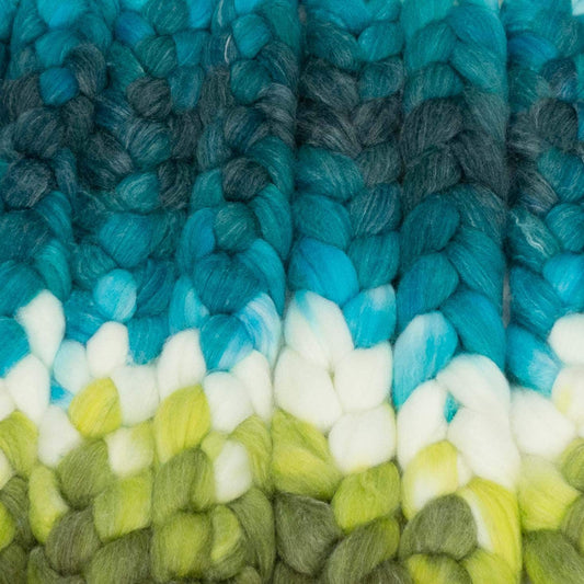 Mermaiden's Tale / Lleaf Handpainted SW Merino-Bamboo-Nylon Combed Top/ 4 oz.