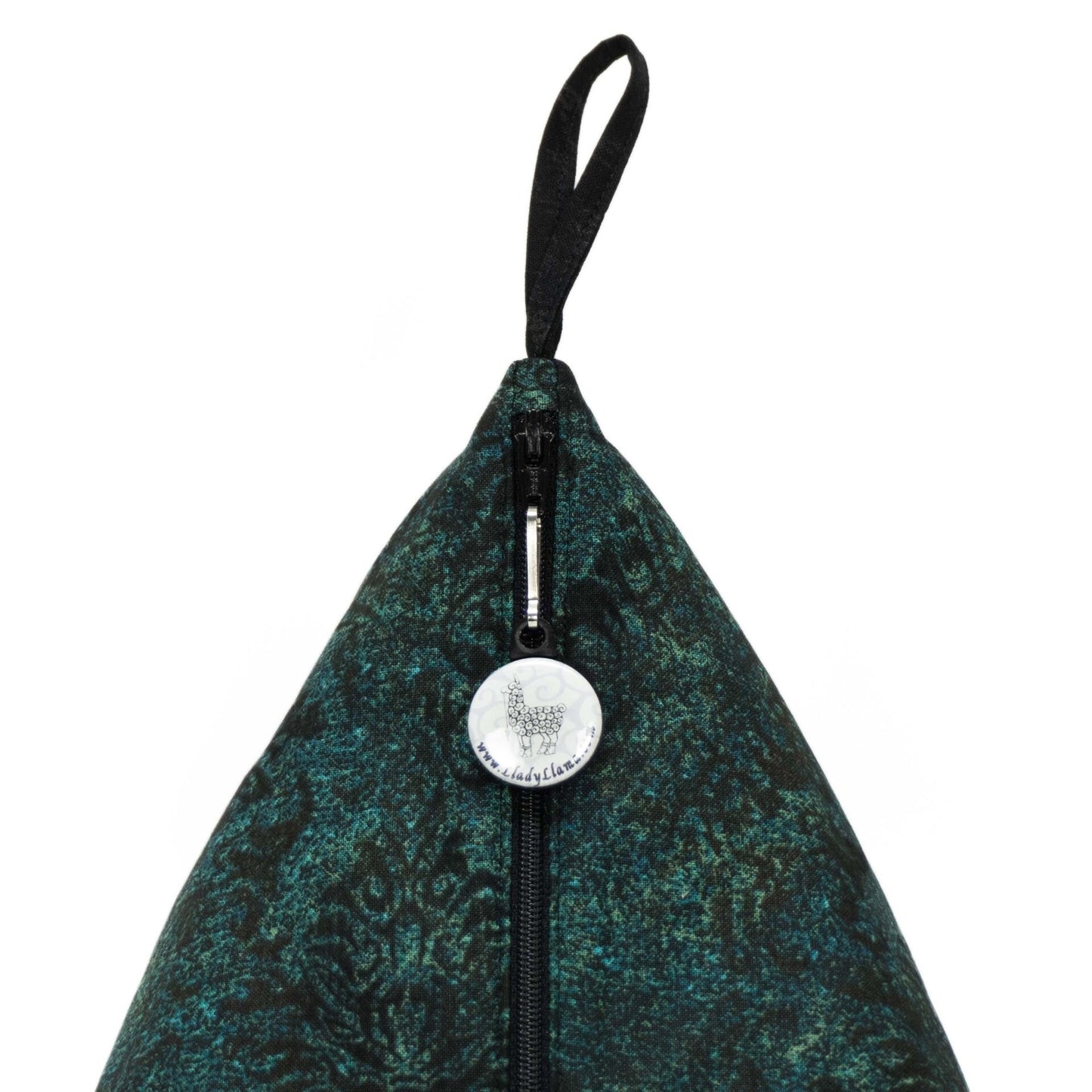 Dark Teal Damask - Llexical Notions Pouch - Knitting, Crochet, Spinning Accessory Bag