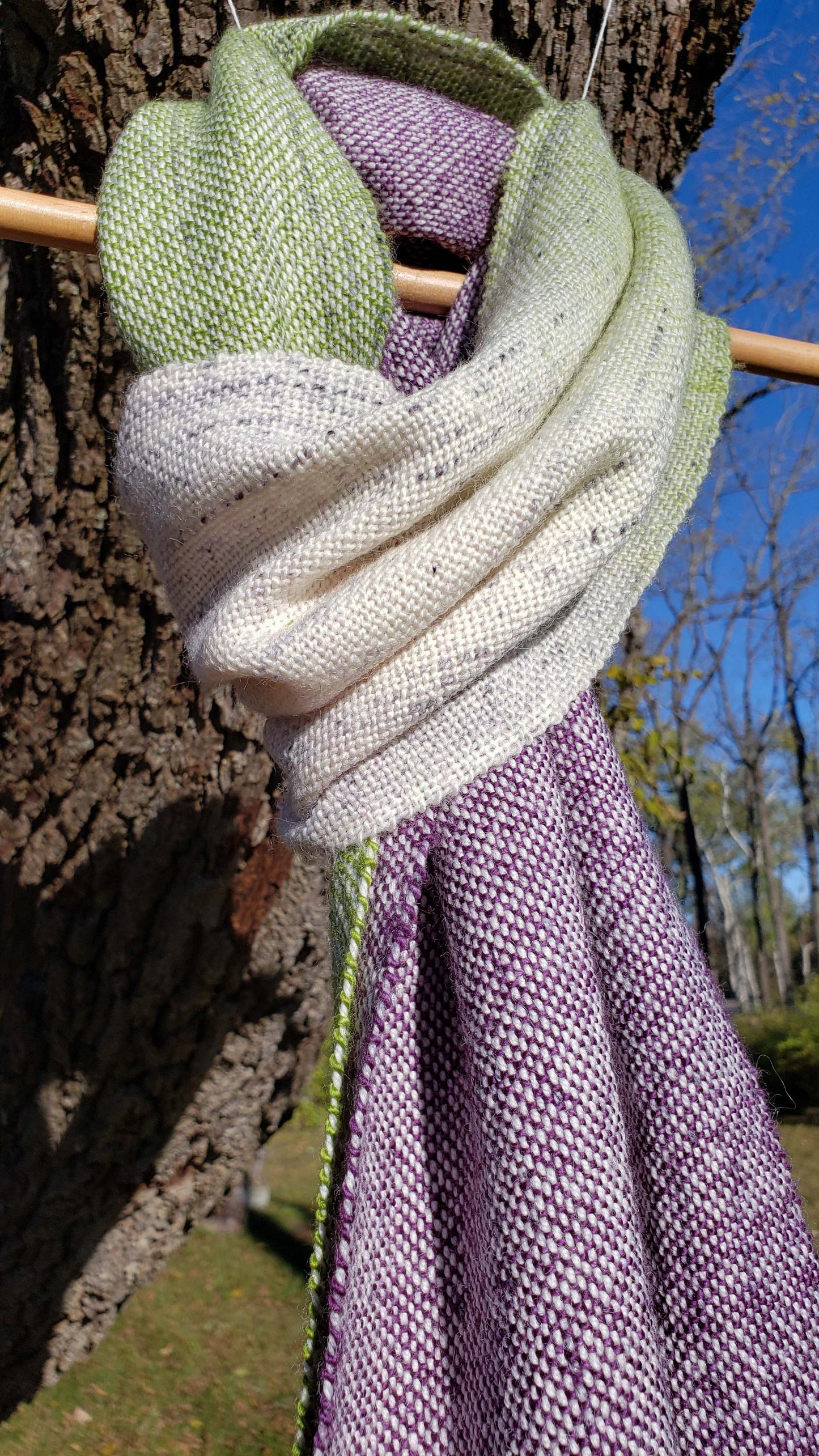 Fruit Of The Vine & Crone Gradient Speckle Scarf - Hand Dyed Handwoven SW Merino Wool/SW BFL Wool/Nylon