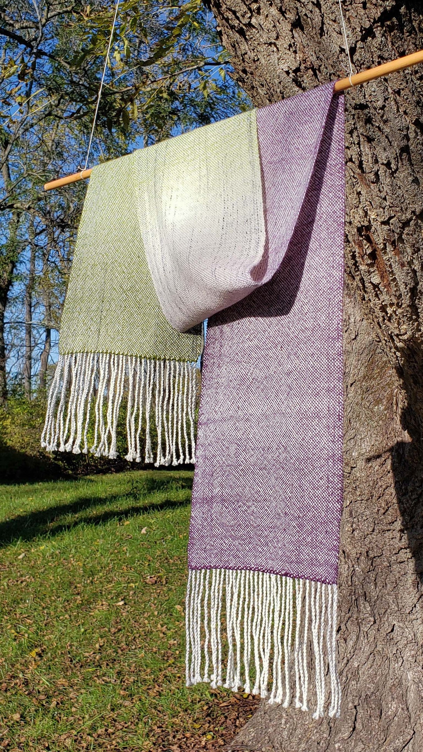 Fruit Of The Vine & Crone Gradient Speckle Scarf - Hand Dyed Handwoven SW Merino Wool/SW BFL Wool/Nylon