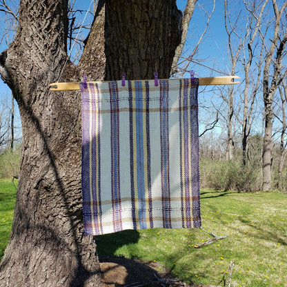 Llongevity 100% Hemp Tea Towel - Spring Stripe Leno Lace - Hand Dyed Handwoven