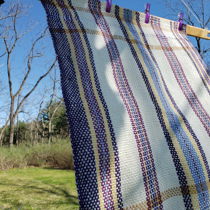 Llongevity 100% Hemp Tea Towel - Spring Stripe Leno Lace - Hand Dyed Handwoven