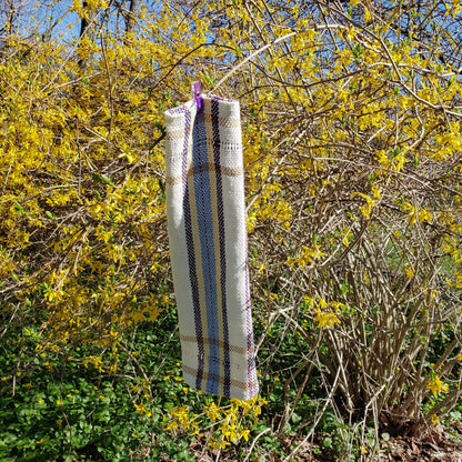 Llongevity 100% Hemp Tea Towel - Spring Stripe Leno Lace - Hand Dyed Handwoven