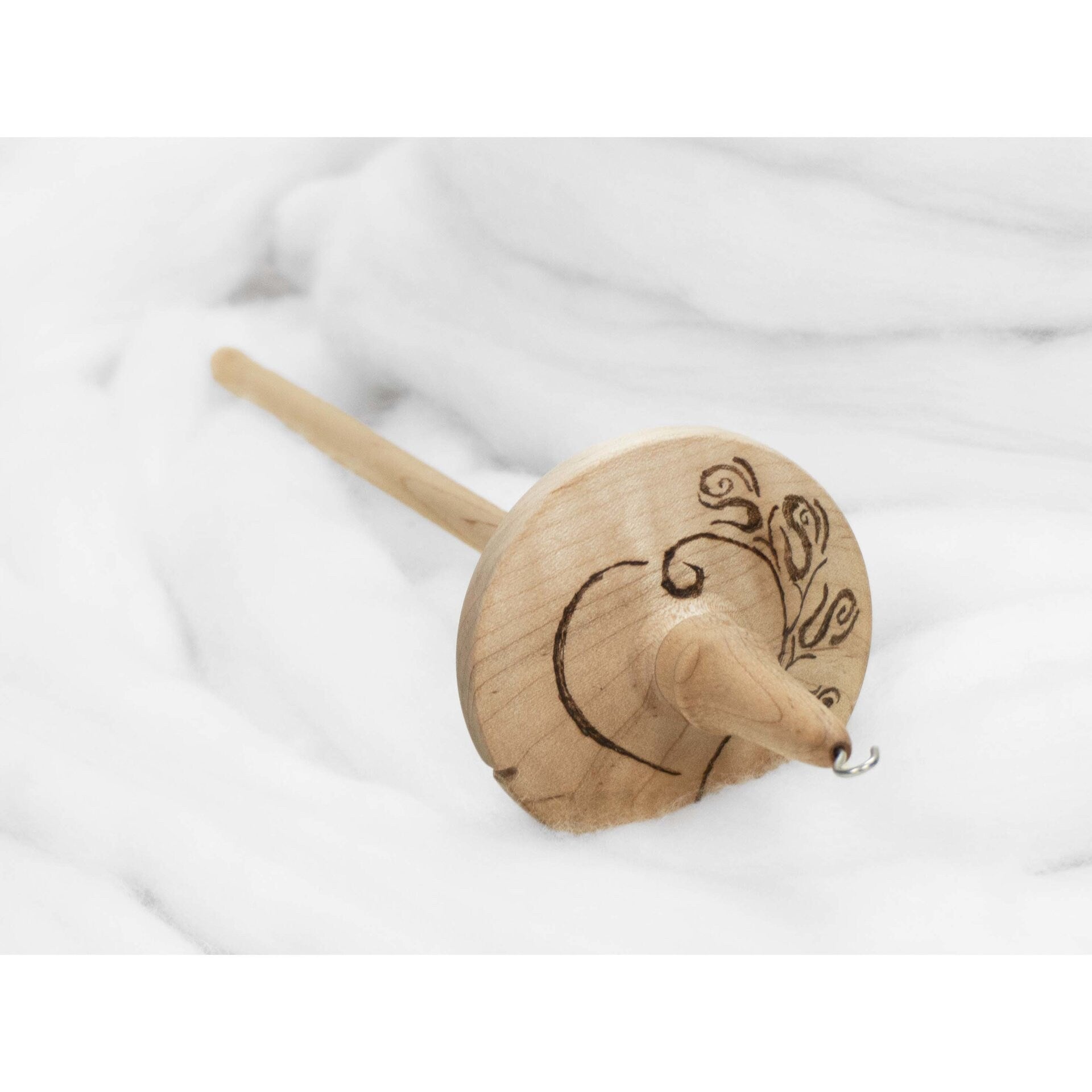 Rose Heart Stencil - Llampetia Hand-Turned Maple Wood Drop Spindle Heavyweight - Top Whorl 45 Grams