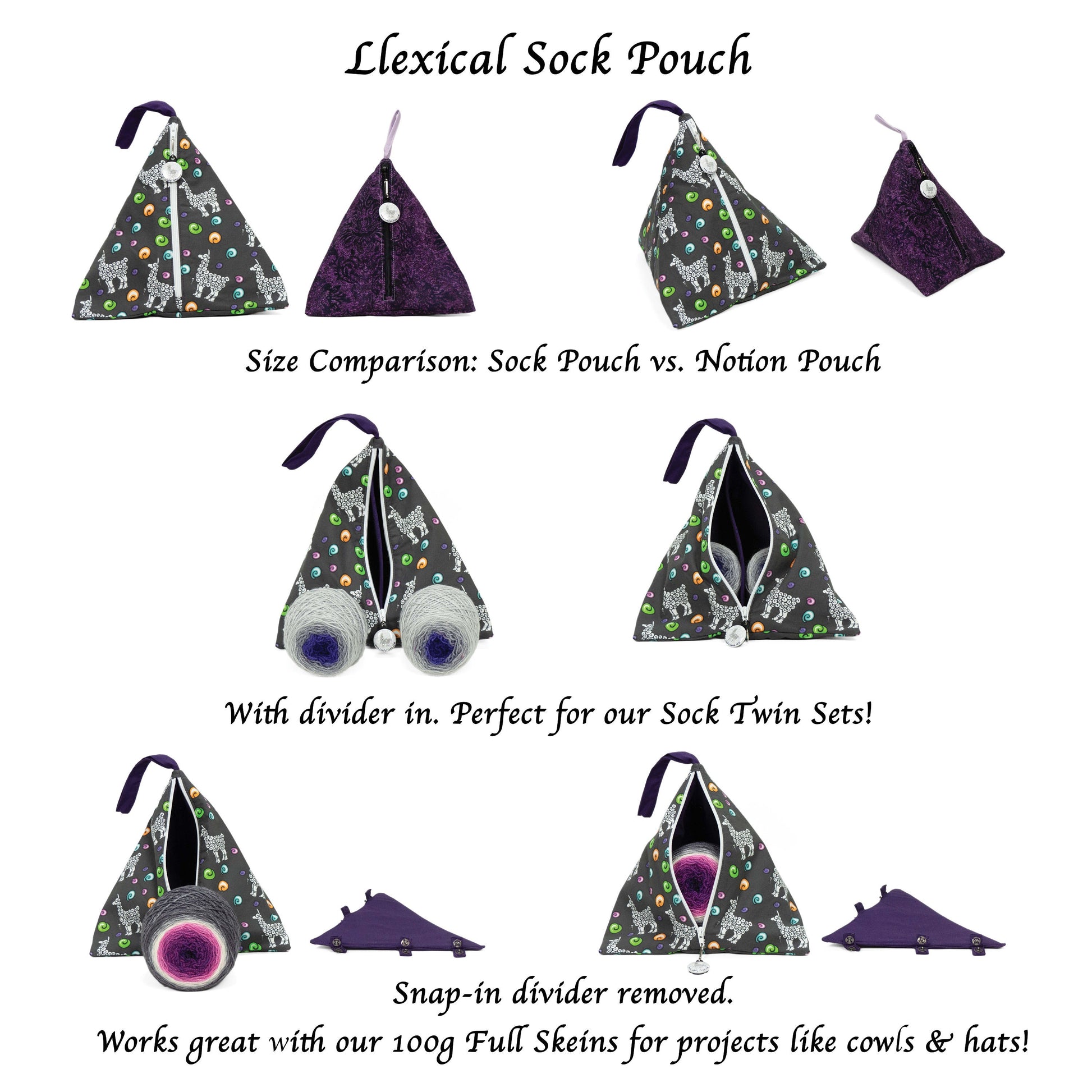 Gnome Floral - Llexical Divided Sock Pouch - Knitting, Crochet, Spinning Project Bag