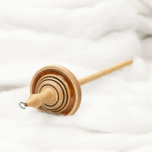 Lleto - Mica Inlay / Hand-Turned Maple Wood Drop Spindle Medium - Top Whorl 37 Grams