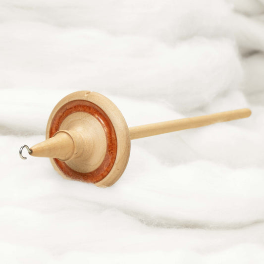 Lleto - Mica Inlay / Hand-Turned Maple Wood Drop Spindle Medium - Top Whorl 32 Grams