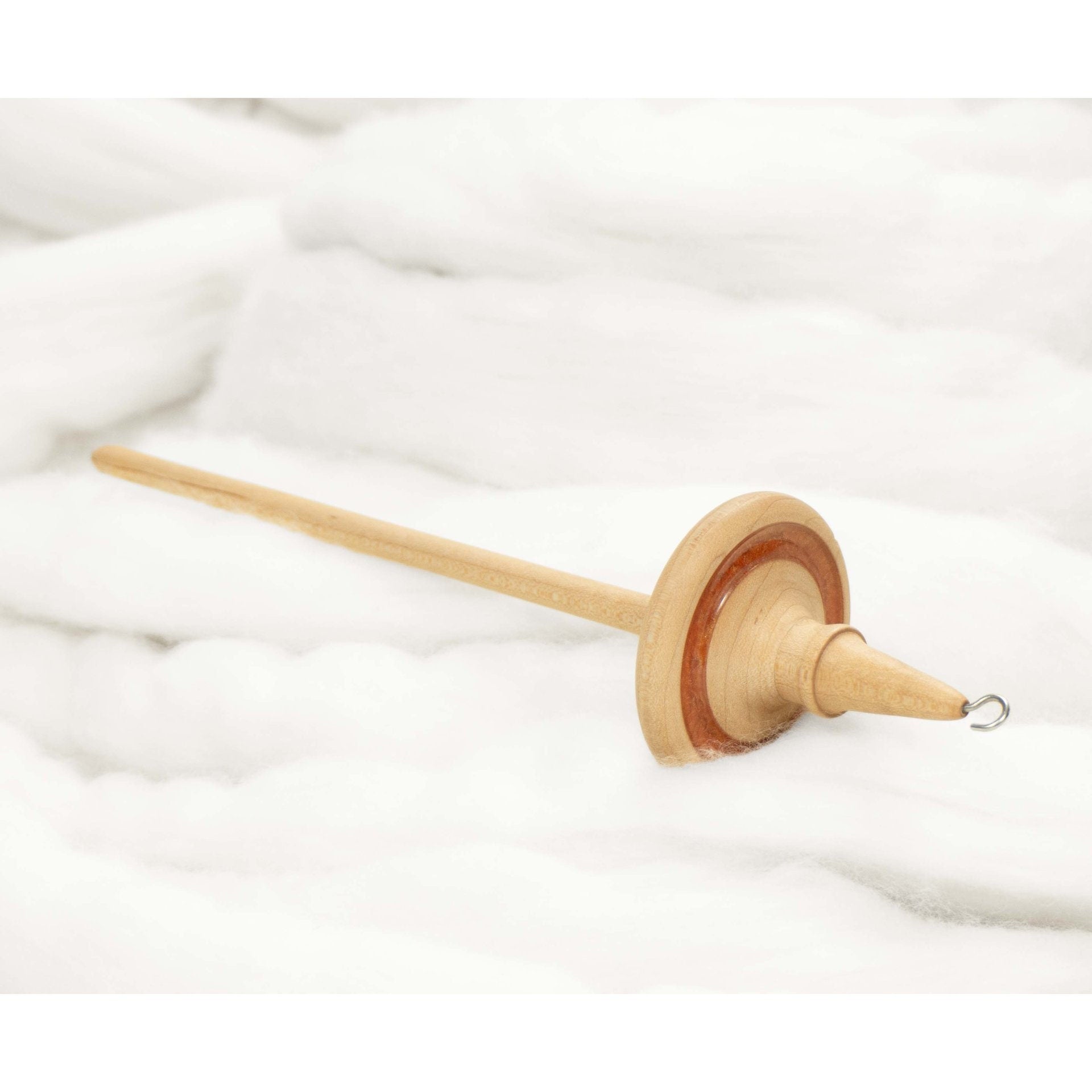 Lleto - Mica Inlay / Hand-Turned Maple Wood Drop Spindle Medium - Top Whorl 32 Grams