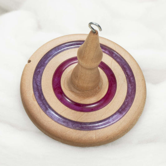 Llampetia - Mica Inlay / Hand-Turned Maple Wood Drop Spindle Heavyweight - Top Whorl 51 Grams