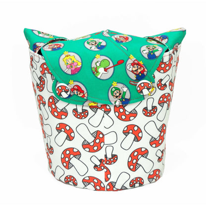 Super Mario Red Mushroom - Medium Llayover Knitting Tote / Knitting, Spinning, Crochet Project Bag