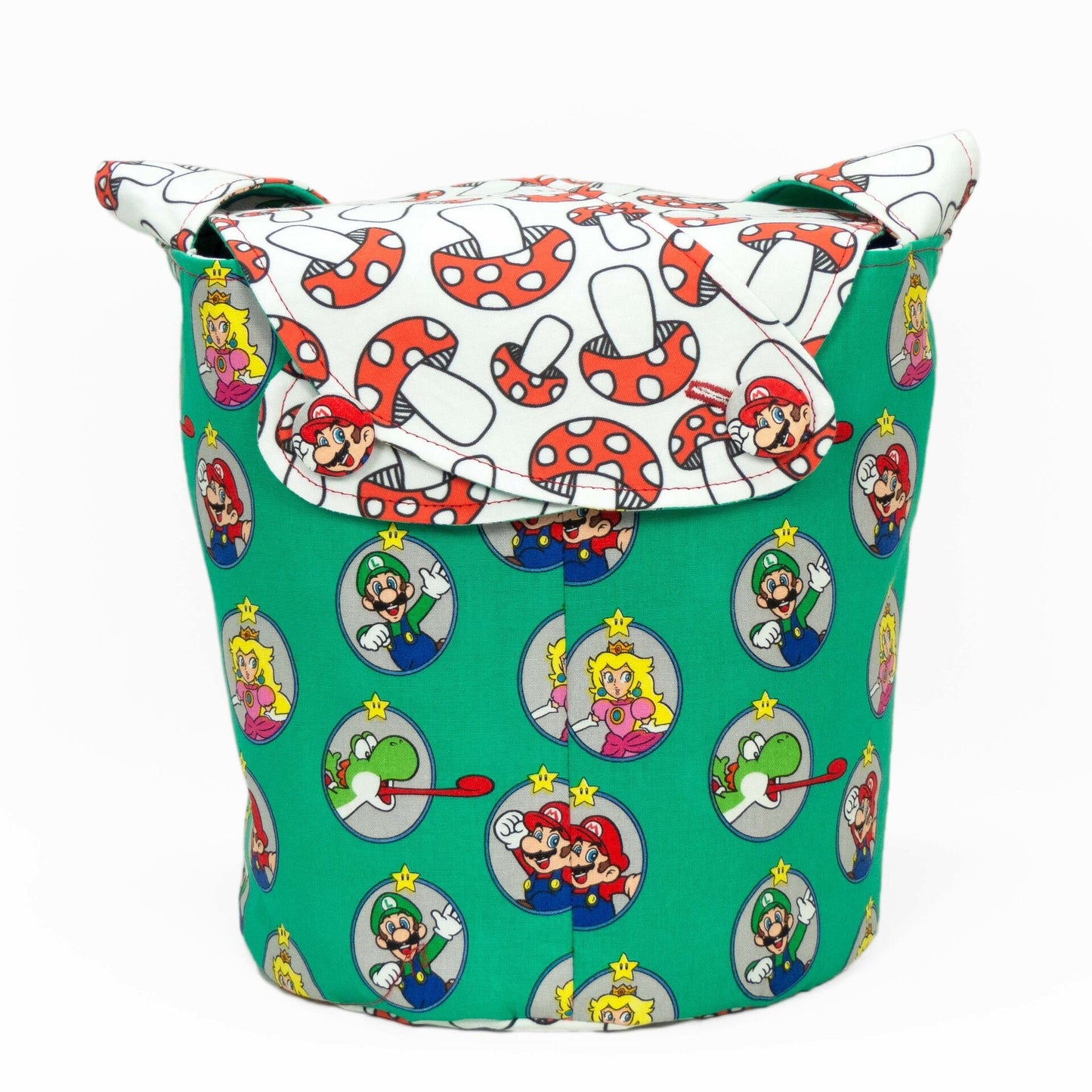 Super Mario Red Mushroom - Medium Llayover Knitting Tote / Knitting, Spinning, Crochet Project Bag