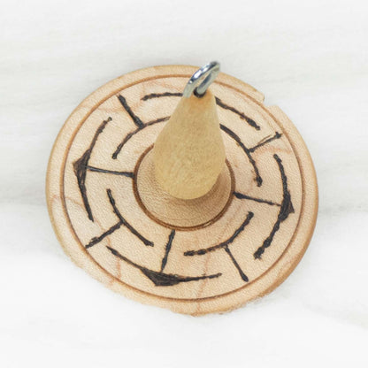 Labyrinth - Llina Hand-Turned Maple Wood Pyrograph Drop Spindle Lightweight Top Whorl 14 Grams