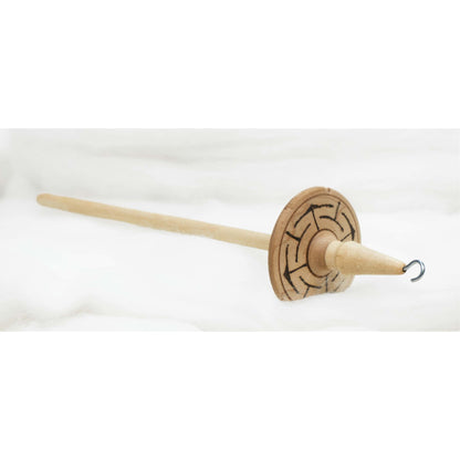 Labyrinth - Llina Hand-Turned Maple Wood Pyrograph Drop Spindle Lightweight Top Whorl 14 Grams