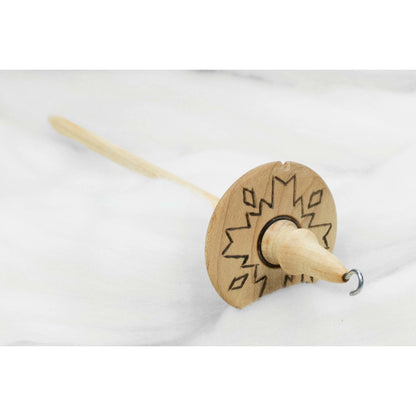 Llina Hand-Turned Maple Wood Pyrograph Drop Spindle Lightweight Top Whorl 15 Grams