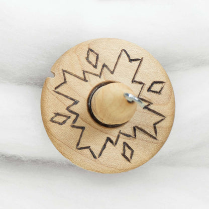 Llina Hand-Turned Maple Wood Pyrograph Drop Spindle Lightweight Top Whorl 15 Grams