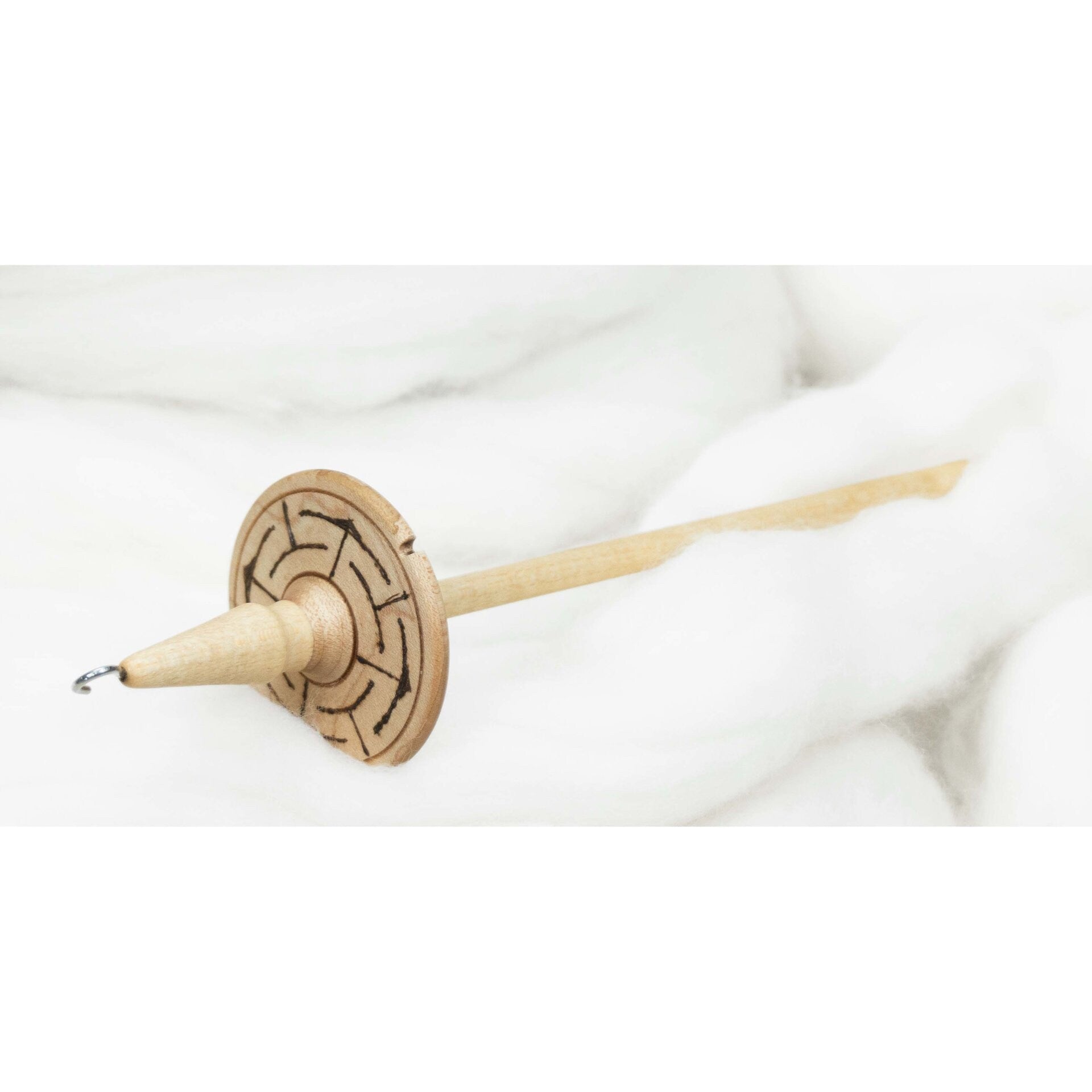 Labyrinth - Llina Hand-Turned Maple Wood Pyrograph Drop Spindle Lightweight Top Whorl 14 Grams