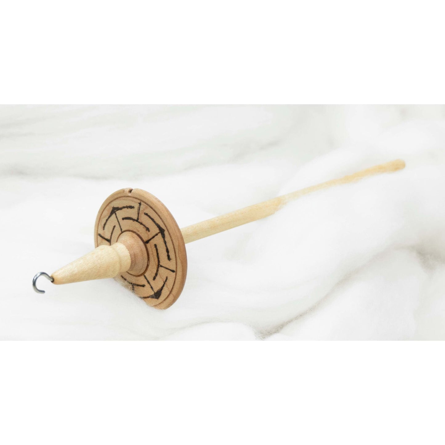 Labyrinth - Llina Hand-Turned Maple Wood Pyrograph Drop Spindle Lightweight Top Whorl 14 Grams