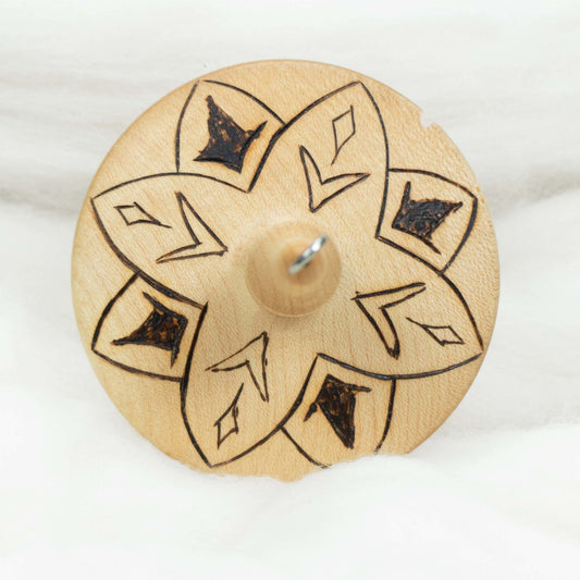 Gentian Flower - Llampetia Hand-Turned Maple Wood Drop Spindle Heavyweight - Top Whorl 46 Grams