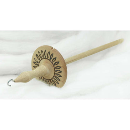 Llina Hand-Turned Maple Wood Pyrograph Drop Spindle Lightweight Top Whorl 16 Grams