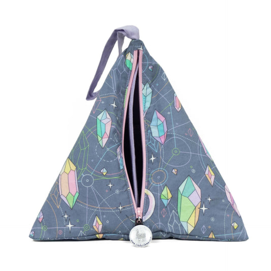 Crystal Visions Grey - Llexical Divided Sock Pouch - Knitting, Crochet, Spinning Project Bag