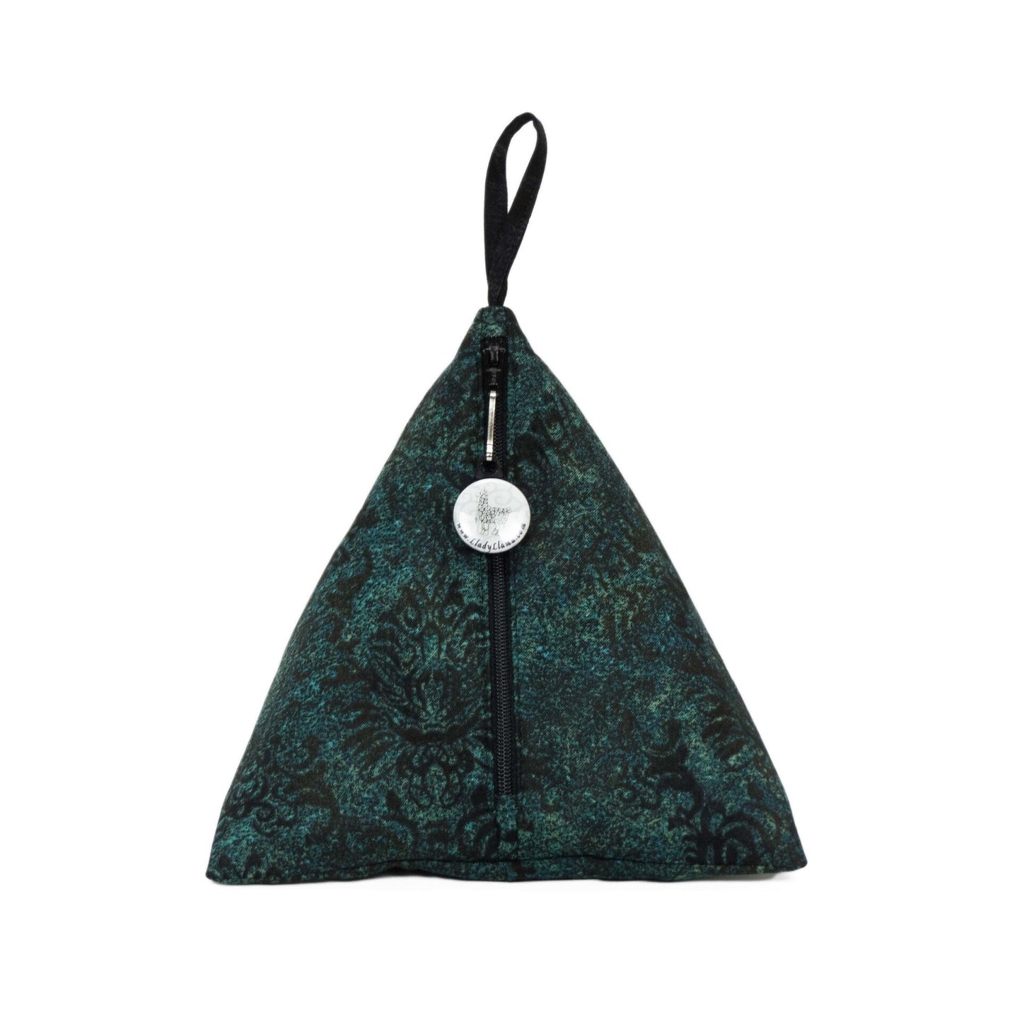 Dark Teal Damask - Llexical Notions Pouch - Knitting, Crochet, Spinning Accessory Bag